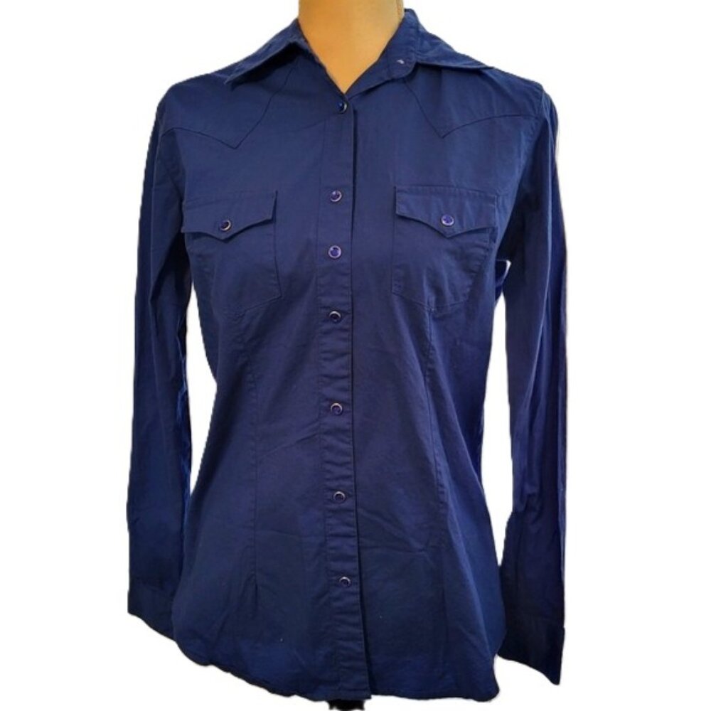 Wrangler western snap blue sparkle button-down size small
